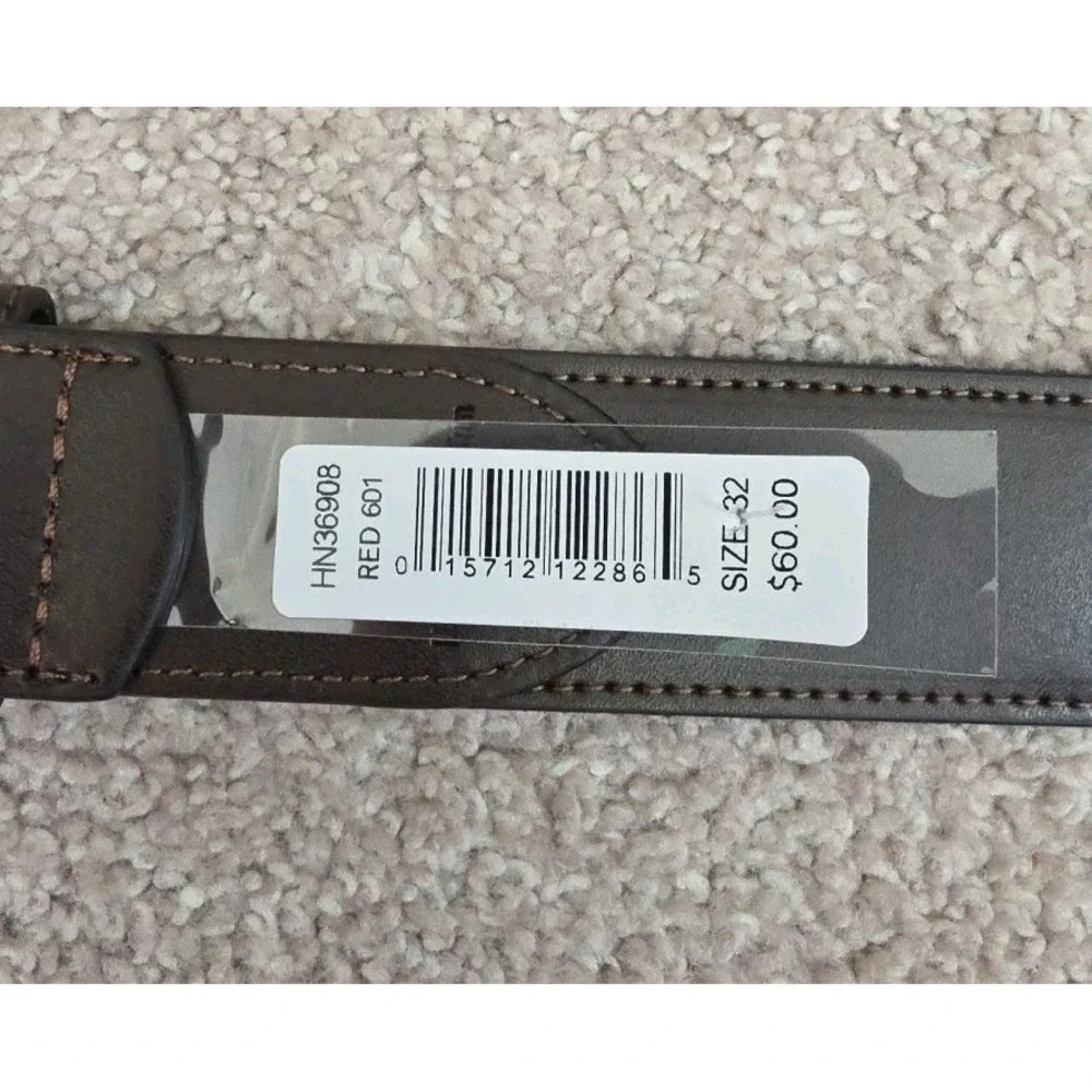 Penguin Men's Belt Red EMBROIDERED Lobster Pattern ~Brown Leather Size 32 ~ NWT